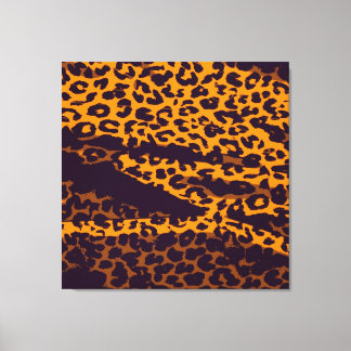 Hudutskrift på djur av leopard (Gult Black Lila) Canvastryck
