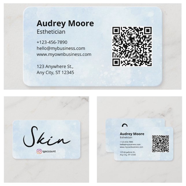 Hudvård Smink Estetiker Logo QR-kod Mallar Visitkort (Skincare Makeup Esthetician Logo QR Code Templates Business Card
)