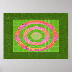 HUE of Grönt and Chakra Oval Stainedglass Rosa Poster