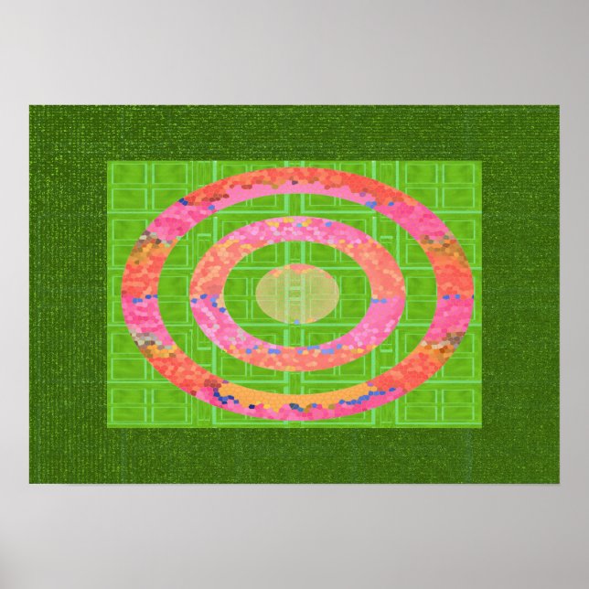 HUE of Grönt and Chakra Oval Stainedglass Rosa Poster (Framsidan)