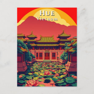 Hue Vietnam Pagoda Travel Retro Vykort