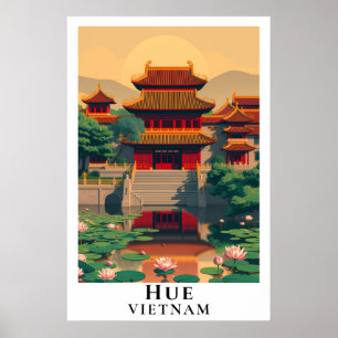 Hue Vietnam Vintage Resa Retro Imperial City Konst Poster