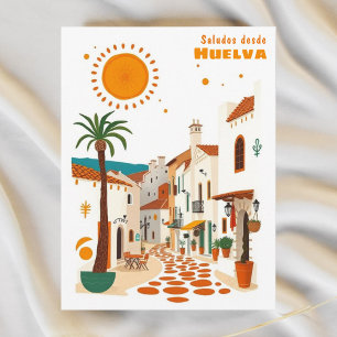 Huelva Spanien medelhavet vit stad vykort