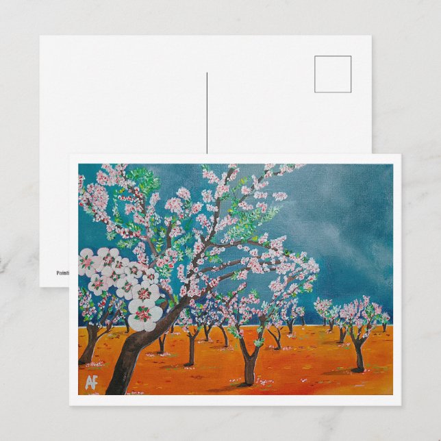 Huerto de Almendros Painting av Alfred Fox Vykort (Fram/baksida)