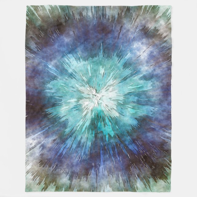 Hues av Blue Tie Dye Fleecefilt (Framsidan)