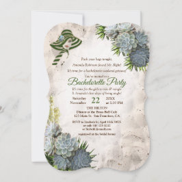 Hues of Beach Grönt & Succulent Bachelorette Party Inbjudningar