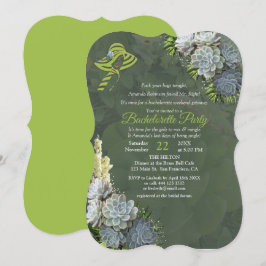 Hues of Beach Grönt & Succulent Bachelorette Party Inbjudningar