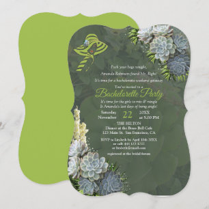Hues of Beach Grönt & Succulent Bachelorette Party Inbjudningar