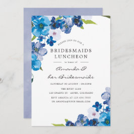 Hues of Blue Blommigt Bridesmaids Luncheon Inbjudningar
