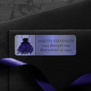 Huevos góticos Indigo Gown Dirección real púrpur Returadress Etikett