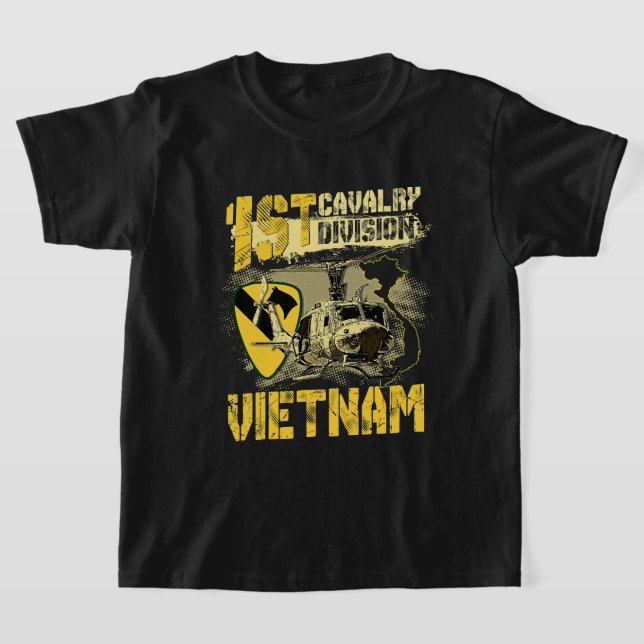 Huey Helicopter 1st Cavalry Division Vietnam V T Shirt (Laydown)