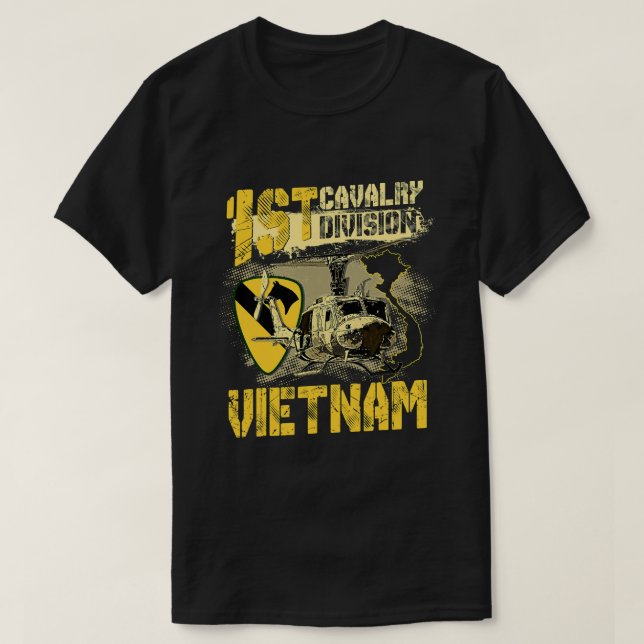 Huey Helicopter 1st Cavalry Division Vietnam V T Shirt (Design framsida)