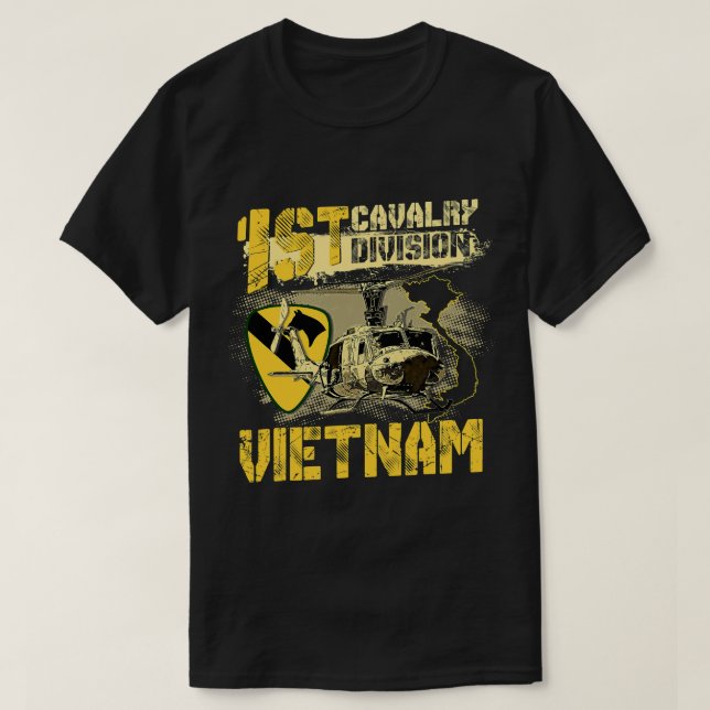 Huey Helicopter 1st Cavalry Division Vietnam V T Shirt (Design framsida)