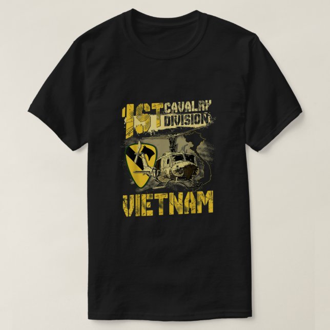 Huey Helicopter 1st Cavalry Division Vietnam V T Shirt (Design framsida)