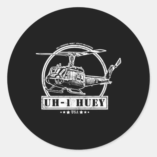 Huey Helicopter Runt Klistermärke (Framsida)