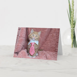 Huey, kattungen på en rosa slips kort