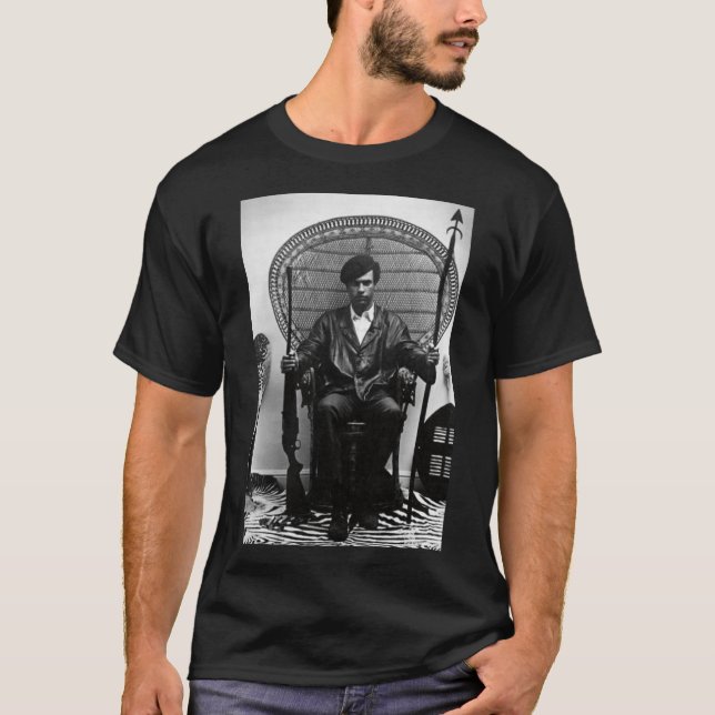 Huey P Newton 1968 Black and White T Shirt (Framsida)