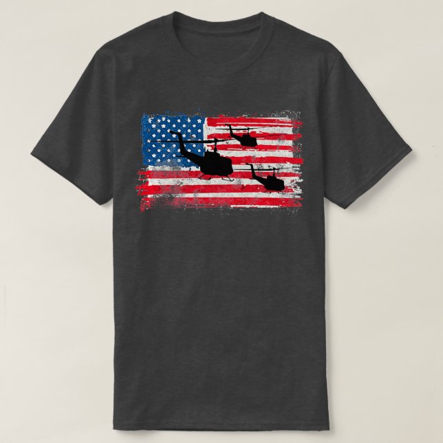 Huey UH1 US Military Helicopter T Shirt (Design framsida)