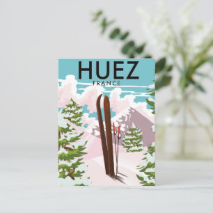 Huez Frankrike Retro skidposter Vykort