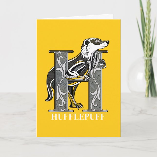 HUFFLEPUFF™ Crosshatched Emblem Kort (Framsida)