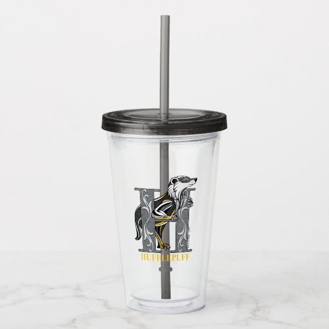 HUFFLEPUFF™ Crosshatset Emblem Take Away Mugg (Framsida)