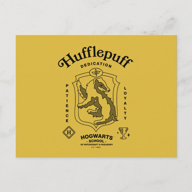 HUFFLEPUFF™ Hängivenhet Tålamod Loajalitet Vapenmä Vykort (Framsida)
