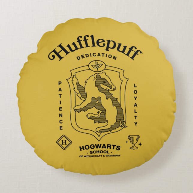 HUFFLEPUFF™ Hängivenhet Tålamod Lojalitet Vapen Rund Kudde (Framsidan)