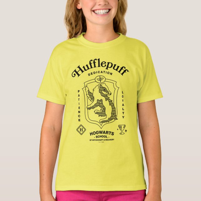 HUFFLEPUFF™ Hängivenhet Tålamod Lojalitet Vapenmär T Shirt (Framsida)