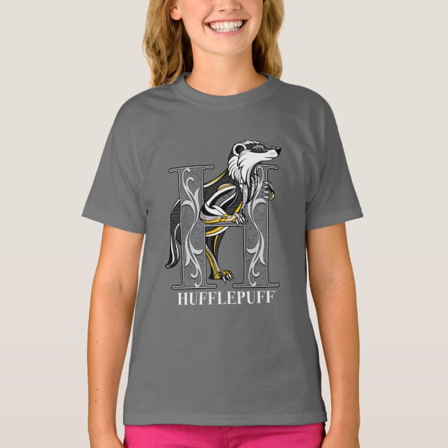 HUFFLEPUFF™ korsrutigt emblem T Shirt (Framsida)