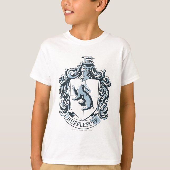 Hufflepuff-vapen Blå Tee Shirt (Framsida)