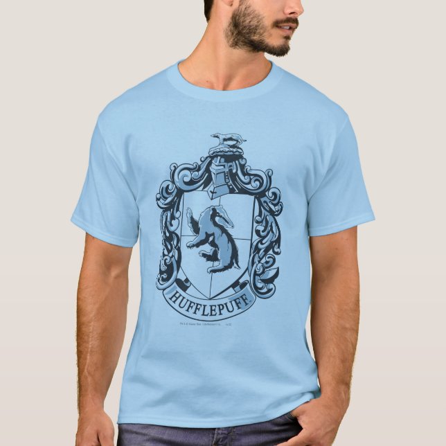 Hufflepuff Vapensköld Blue Tee Shirt (Framsida)