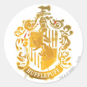 Hufflepuff-Vapensköld - platterad Runt Klistermärke