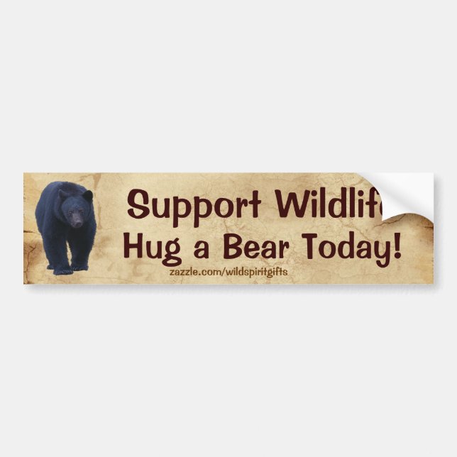HUG A BEAR Wildlife Support Funny Bumper Sticker Bildekal (Framsidan)