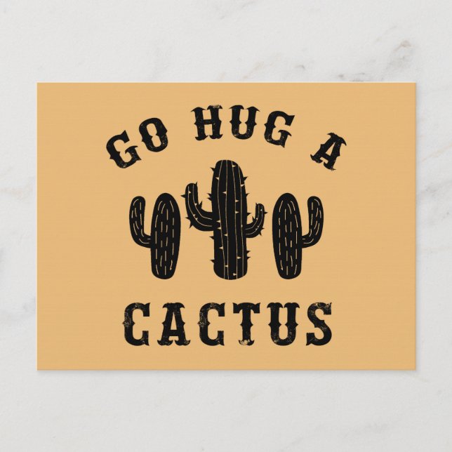 Hug A Cactus Funny Offensive Soutay Vykort (Framsida)