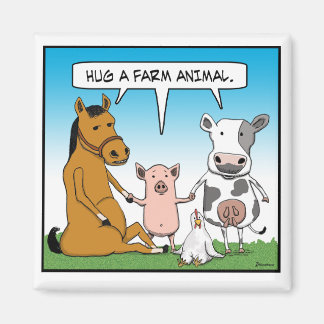 Hug a Farm Animal Magnet