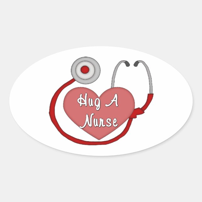 Hug A Nurse Ovalt Klistermärke (Framsida)