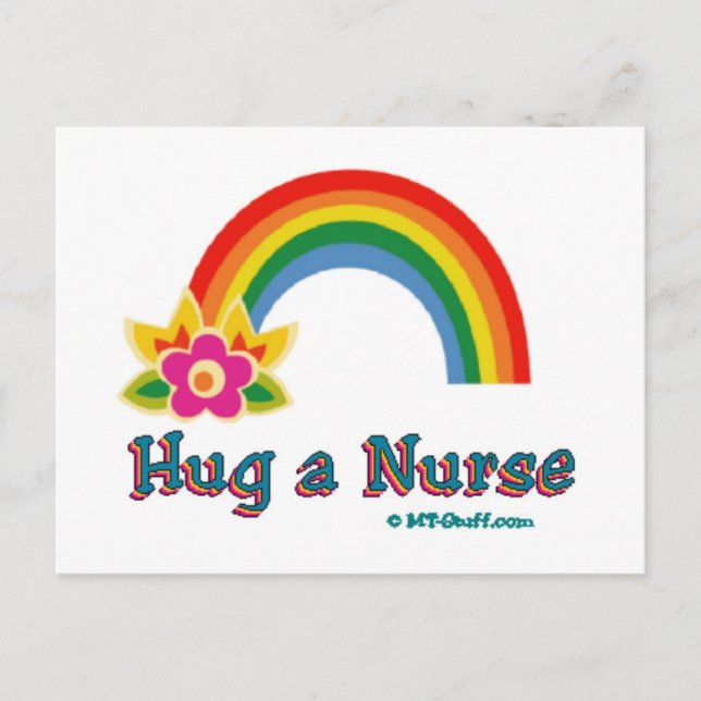 Hug a Nurse Rainbow Vykort (Framsida)