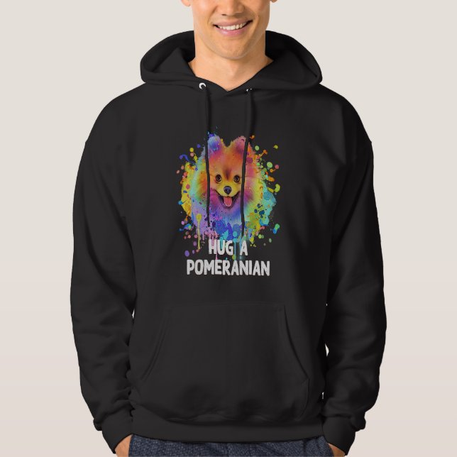 Hug a Pomeranian Dog  Sayings Pets Quotes Pom Pom Hoodie (Framsida)