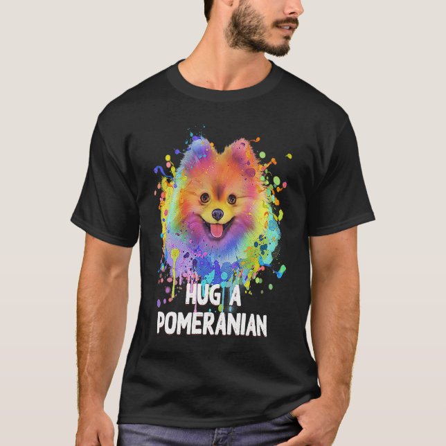 Hug a Pomeranian Dog  Sayings Pets Quotes Pom Pom T Shirt (Framsida)