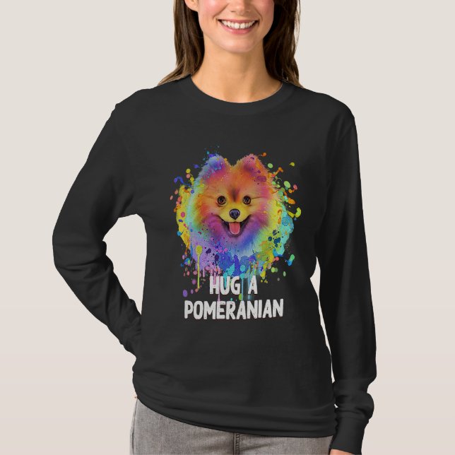 Hug a Pomeranian Dog  Sayings Pets Quotes Pom Pom T Shirt (Framsida)