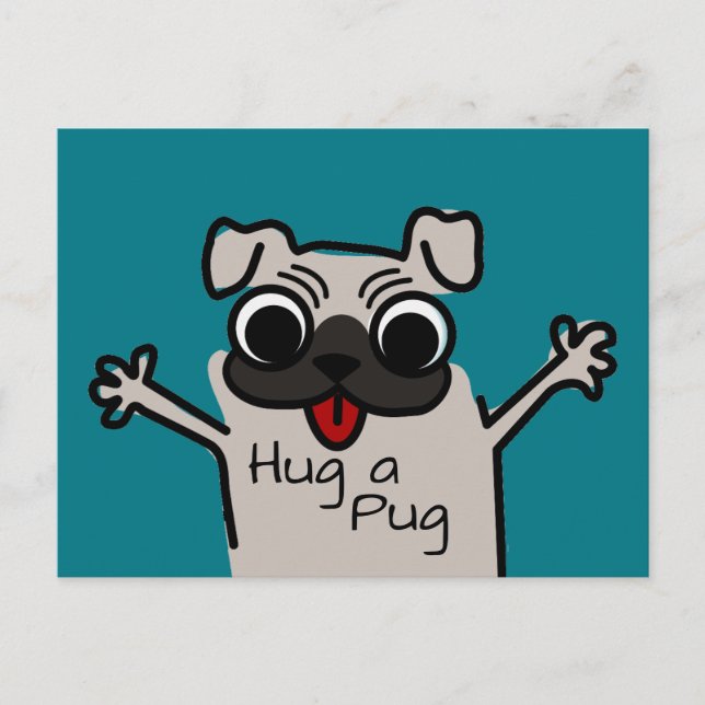 Hug a Pug Vykort (Framsida)