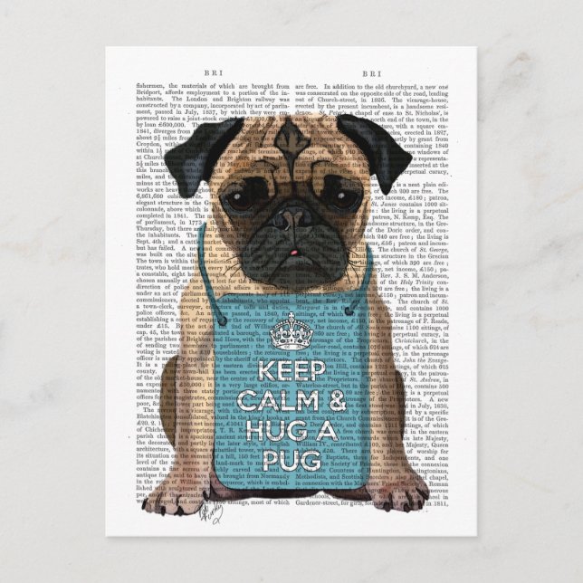 Hug a Pug Vykort (Framsida)