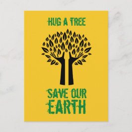 Hug a Träd Spara Vår jord Vykort
