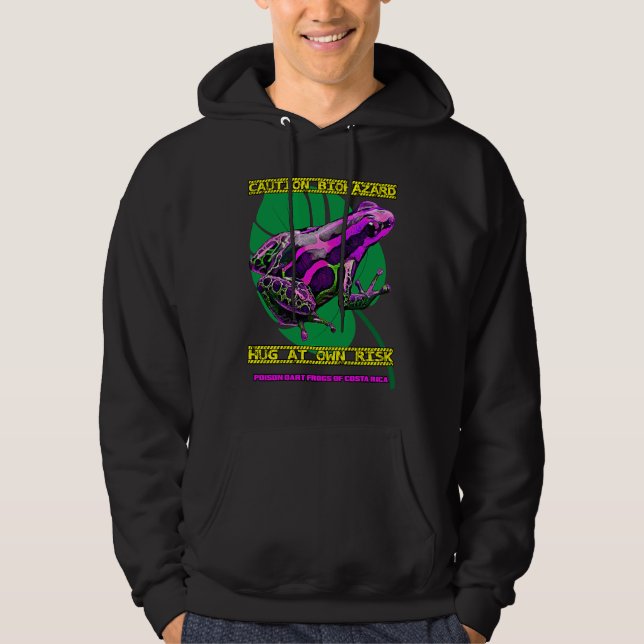 Hug at own Risk Poison Dart Frog Costa Rica Biohaz Hoodie (Framsida)