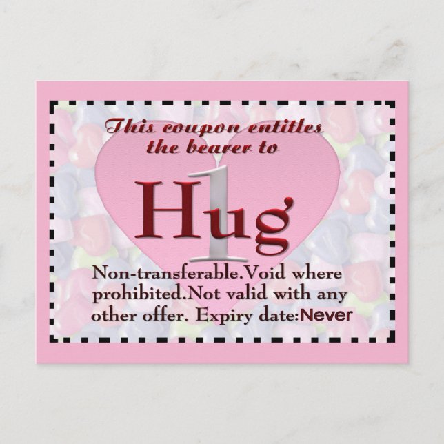 Hug Coupon-vykort Vykort (Framsida)