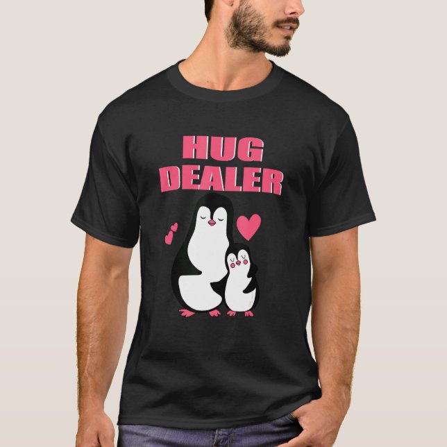 Hug Dealer Cute Pinguin Music Festival Free Hugs H T Shirt (Framsida)