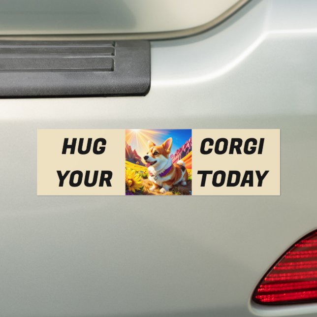 Hug din Corgi i dag Bildekal (På Bil)