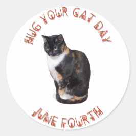 Hug din kattdag 4 juni runt klistermärke