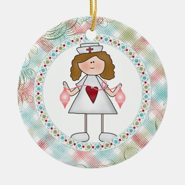 Hug en sjuksköterska för Helgdagarna Julgransprydnad Keramik (Framsidan)