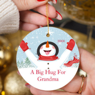 Hug för mormor jul Snögubbe Ornament
